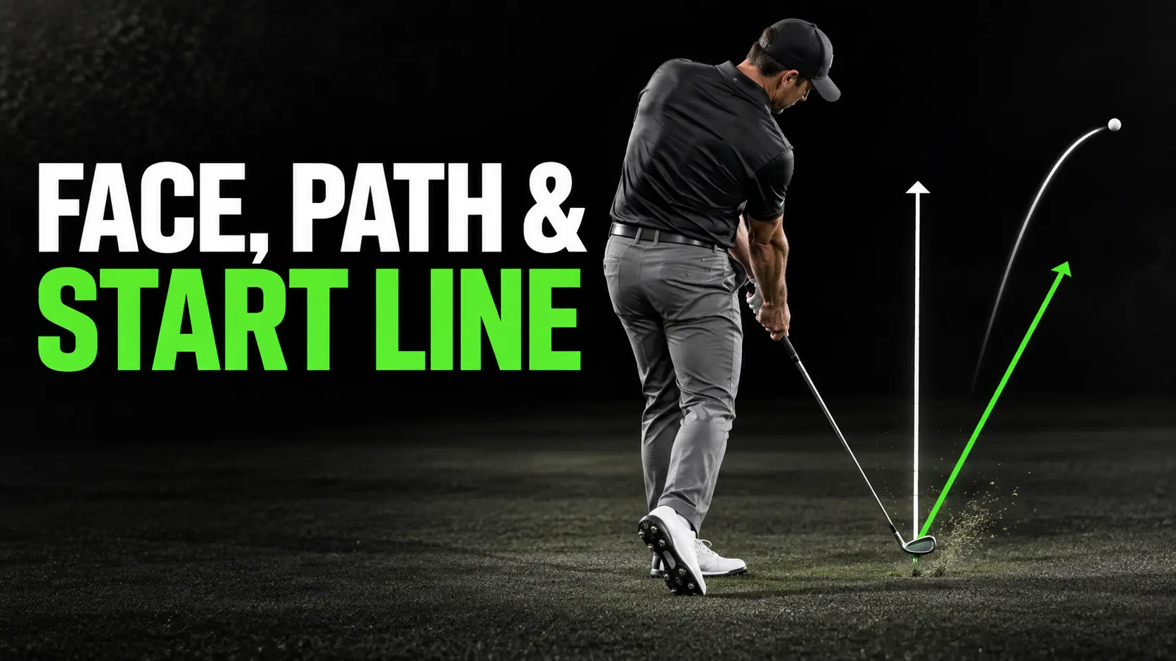 example of golf swing start line and ball curve in air.