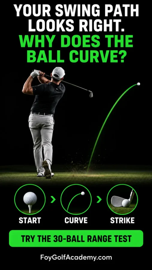 golfer watching ball flight curve after swing