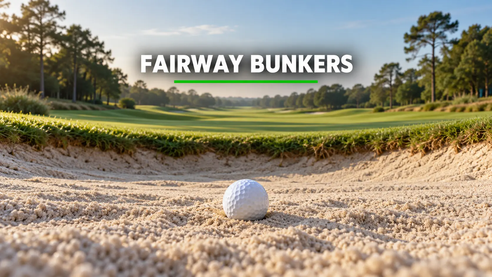 golf ball resting in fairway bunker