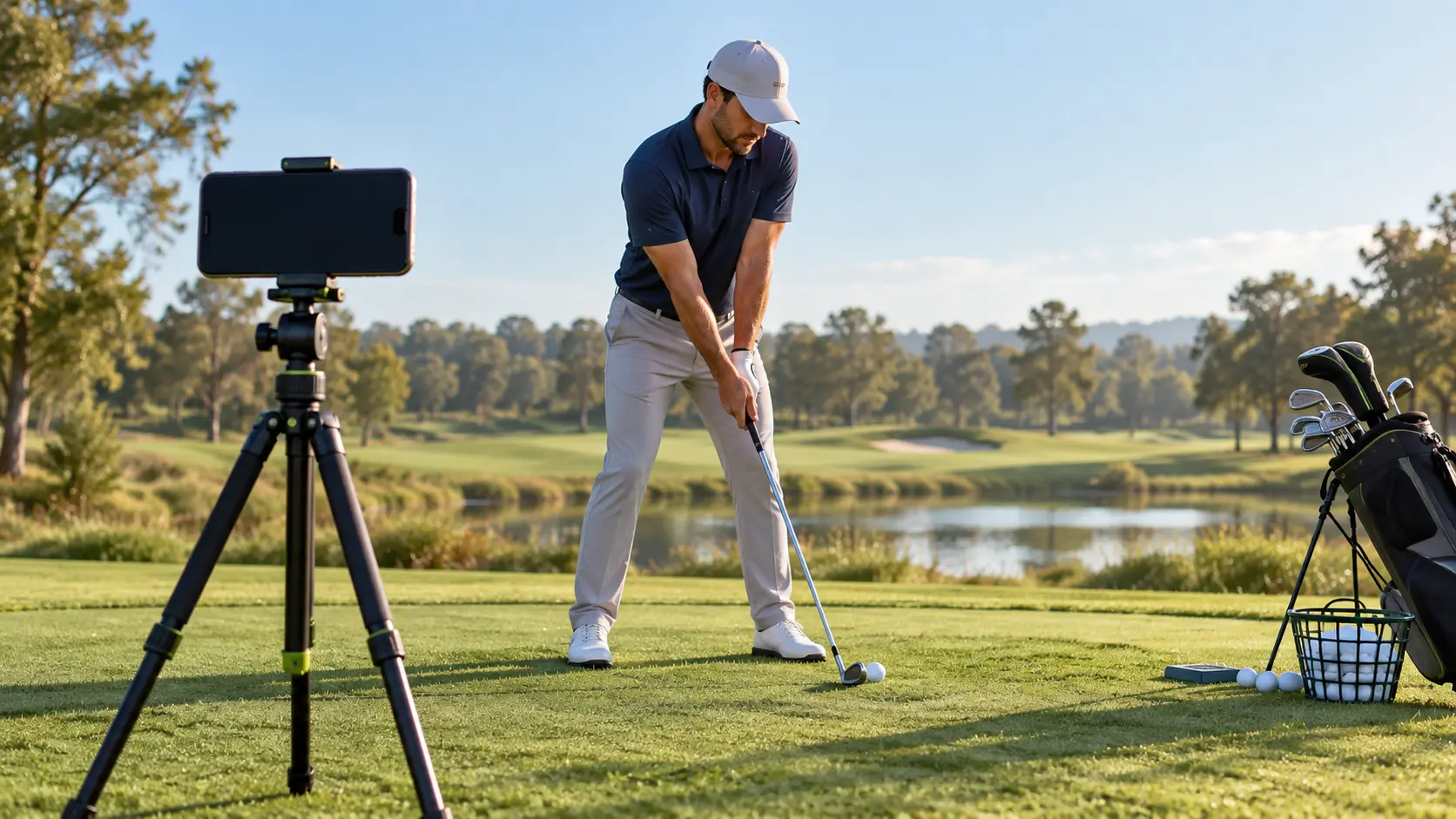 camera filming a golf swing