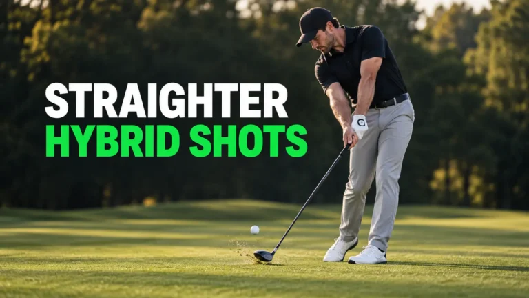 golfer swinging hybrid golf club