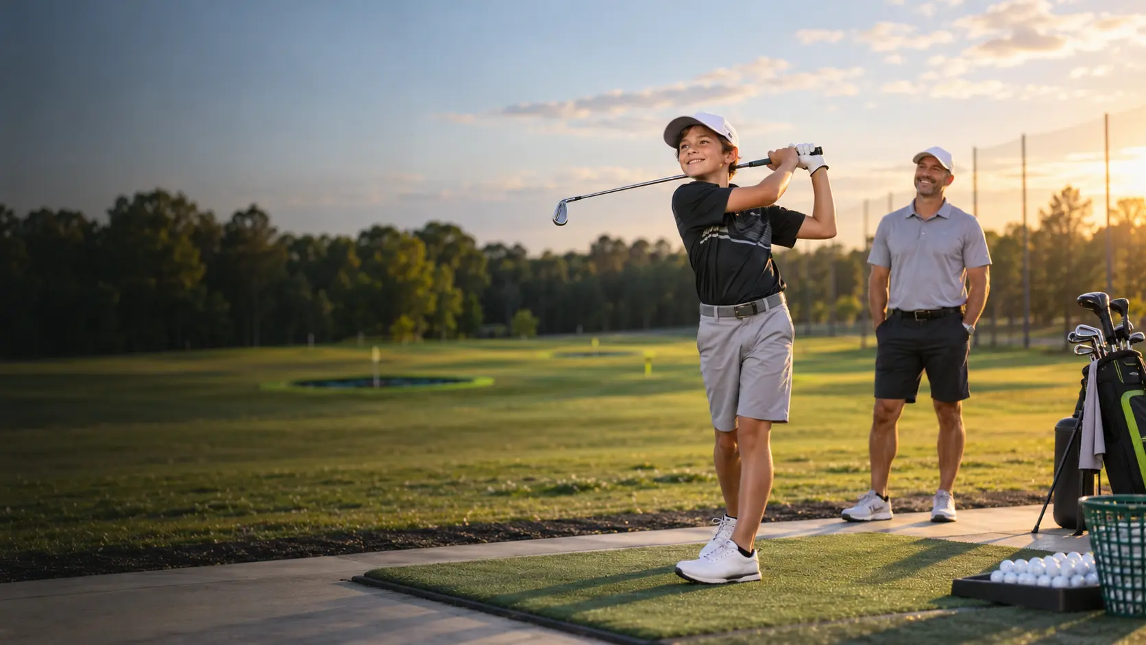 middle school golfer swinging club