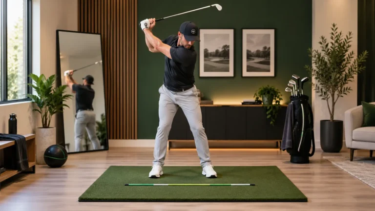 practicing golf swing at home without a ball
