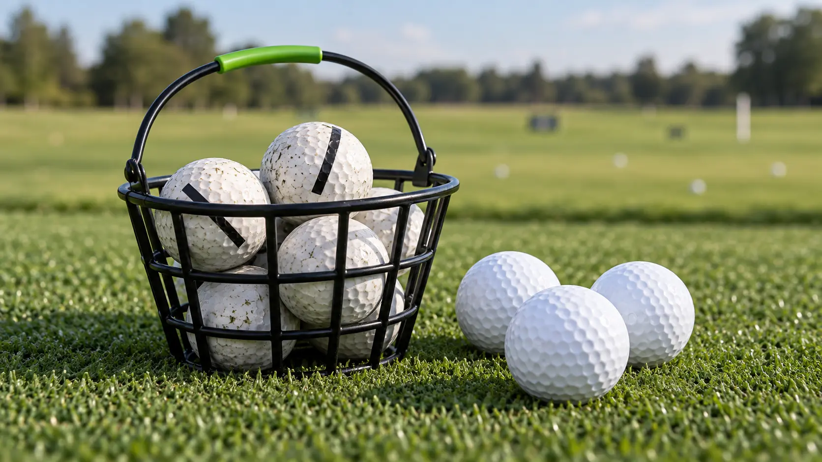 golf range balls in basket