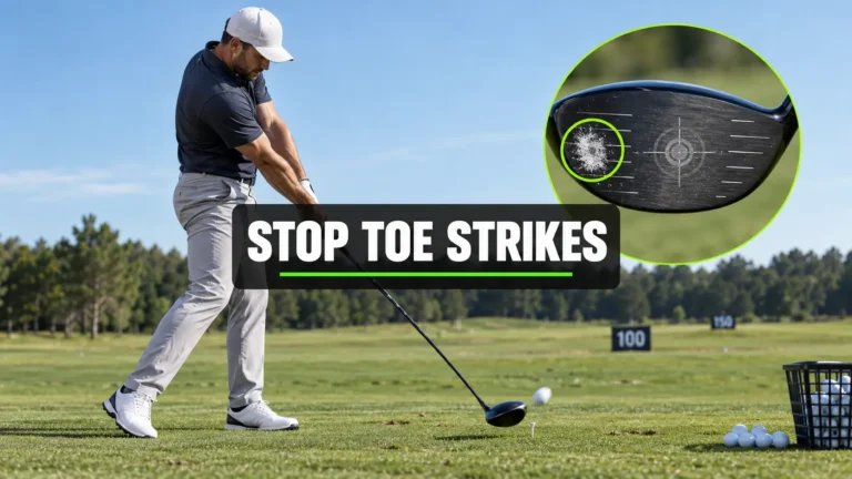 golfer striking the toe of the club